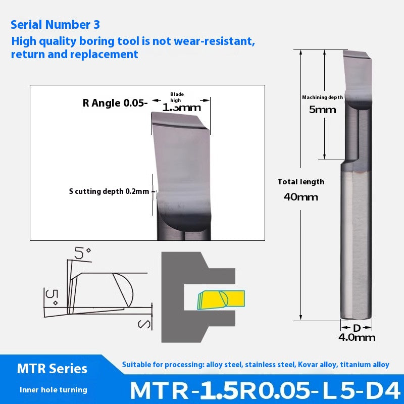 1123-Tungsten steel small hole boring cutter MTR centering machine stainless steel special small diameter boring cutter integral tungsten carbide internal hole boring cutter Shandong Denso Pricision Tools Co.,Ltd.